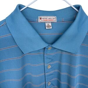 Peter Millar‎ Summer Comfort Golf Polo Shirt XL Mens Striped Golfing Blue